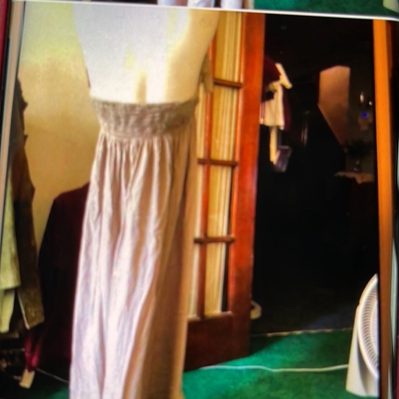 EARTHBOUND XL LONG GREY HALTER DRESS W/RUFFLE HEM MULTICOLORED PATTERN & SANDAL - Picture 2 of 8